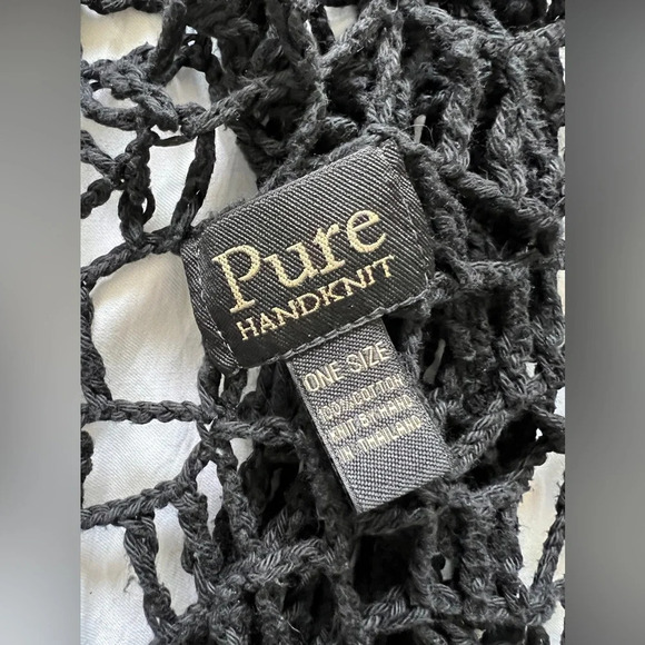 Anthropologie Pure Handknit crochet 100% cotton fishnet cardigan Wrap One Size - Picture 7 of 7